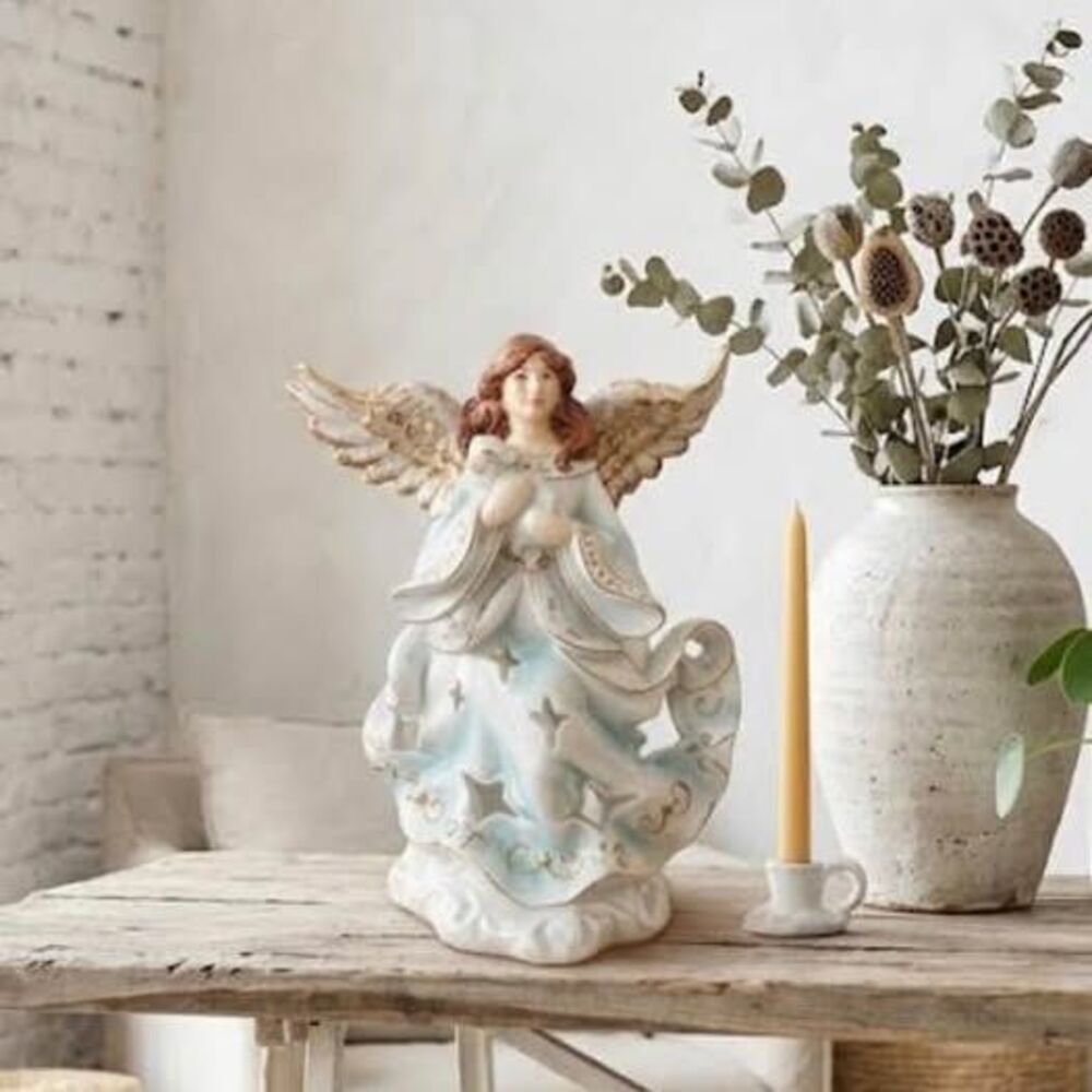 Vintage Pacific Rim Porcelain Angel Figurine Holding Lamb